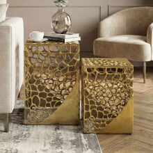 Satztisch >WL7.479< (2-teilig) in Gold, Aluminium - 30x30x45cm (LxBxH)