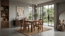 Esstisch >WL7.490< in Sheesham Braun, Massivholz - 80x75x80cm (BxHxT)