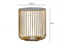 Beistelltisch >WL7.508< in Gold, Schwarzglas & Metall - 47x40cm (HxD)