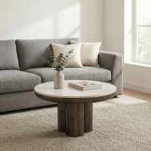 Couchtisch >WL7.511< in weiss / schwarz, Marmor...