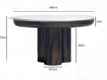 Couchtisch >WL7.511< in weiss / schwarz, Marmor & Aluminium - 35x60cm (HxD)