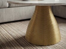 Couchtisch >WL7.516< in Weiß / gold, Marmor & Aluminium - 40x60cm (HxD)