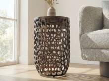 Beistelltisch >WL7.523< in Schwarz, Glas & Aluminium - 49x30cm (HxD)