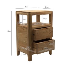 Nachtkommode >WL7.584< in Akazie, Massivholz - 40x60x30cm (BxHxT)