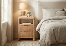 Nachtkommode >WL7.584< in Akazie, Massivholz - 40x60x30cm (BxHxT)