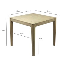 Esstisch >WL7.589< in Mango Weiß, Massivholz - 80x76x80cm (BxHxT)