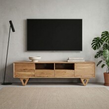 Lowboard >WL7.593< in Akazie, Massivholz - 160x46x40cm (BxHxT)
