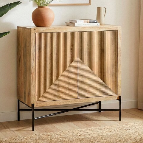 Sideboard >WL7.608< in Mango, Massivholz - 91x96x50cm (BxHxT)