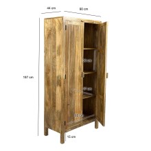 Hochschrank >WL7.613< in Mango, Massivholz - 90x187x44cm (BxHxT)