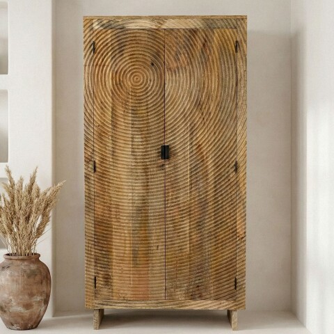 Hochschrank >WL7.616< in Mango, Massivholz - 90x180x47cm (BxHxT)