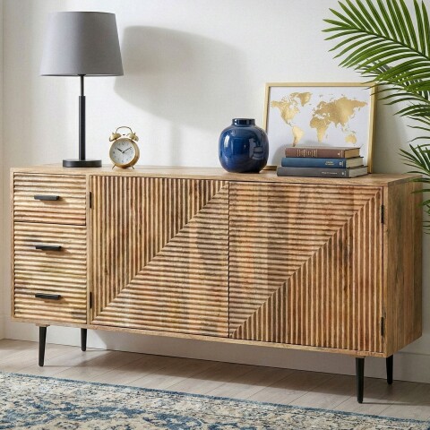Sideboard >WL7.619< in Mango, Massivholz - 160x86x40cm (BxHxT)
