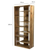 Bücherregal >WL7.629< in Mango, Massivholz - 90x200x40cm (BxHxT)