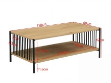 Couchtisch >WL7.636< in Eiche Dekor, Holzwerkstoff - 110x60x42cm (LxBxH)