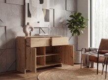 Sideboard >WL7.644< in Eiche Dekor, Holzwerkstoff - 88x76x40cm (BxHxT)