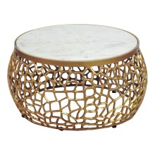 Couchtisch >WL7.656< in Weiß / Gold, Marmor...