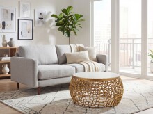 Couchtisch >WL7.656< in Weiß / Gold, Marmor & Aluminium - 35x60cm (HxD)
