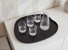 Tablett >WL7.703< in Schwarz, Metall - 35x30x3cm (LxBxH)