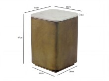 Beistelltisch >WL7.716< in Weiß / Gold, Marmor & Metall - 33x47x33cm (BxHxT)