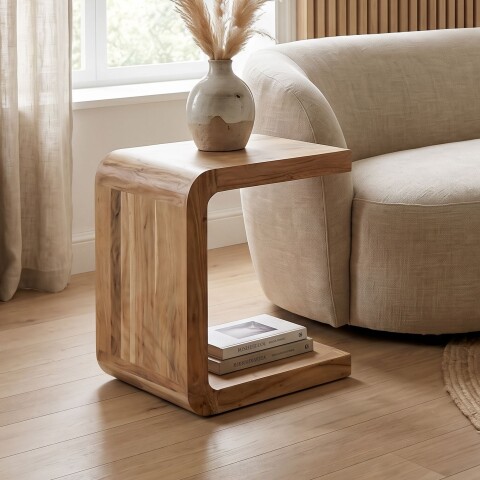 Beistelltisch >WL7.783< in Akazie, Massivholz - 45x45x45cm (BxHxT)