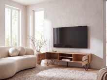 Lowboard >WL7.784< in Akazie, Massivholz & Metall - 160x50x45cm (BxHxT)