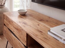 Lowboard >WL7.784< in Akazie, Massivholz & Metall - 160x50x45cm (BxHxT)