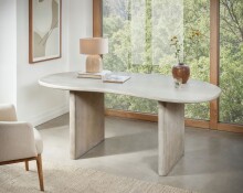 Schreibtisch >WL7.785< in Mango Weiß, Massivholz - 180x90x75cm (LxBxH)