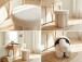 Sitzhocker >WL7.789< in creme, Bezug: Teddystoff - 45x40cm (HxD)