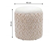 Pouf >WL7.790< in creme, Bezug: Stoff - 45x40cm (HxD)