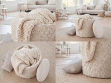 Pouf >WL7.790< in creme, Bezug: Stoff - 45x40cm (HxD)