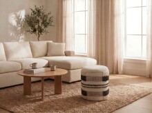Pouf >WL7.796< in Beige, Bezug: Stoff - 45x40cm (HxD)