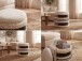 Pouf >WL7.796< in Beige, Bezug: Stoff - 45x40cm (HxD)