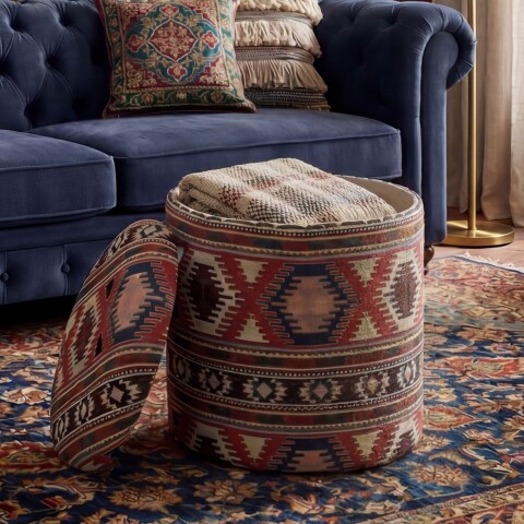 Pouf >WL7.798< in Bunt, Bezug: Stoff - 45x40cm (HxD)