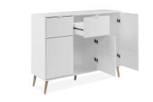Sideboard >Soma< in weiß / Dekor Eiche - 115x91x40cm (BxHxT)