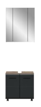 Badezimmer-Set >Ice< in Nox Oak Dekor / Schwarz - 60x185x30cm (BxHxT)