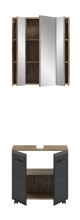Badezimmer-Set >Ice< in Nox Oak Dekor / Schwarz - 60x185x30cm (BxHxT)