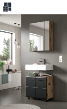 Badezimmer >Ice< mit/ohne SPiegelschrank, Nox Oak...