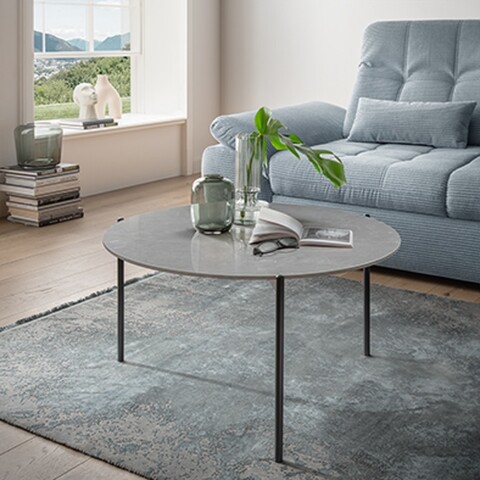 Couchtisch >Carlo< in Grau / schwarz, Keramik / Metall - 46x82cm (HxD)