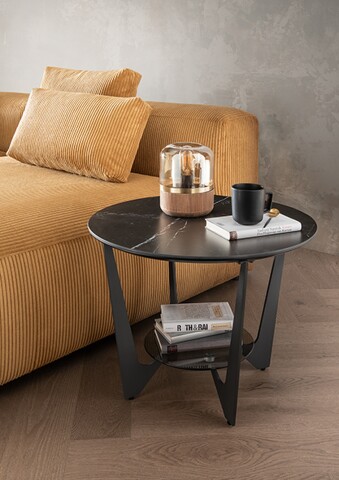 Beistelltisch >Leander< in schwarz, Keramik & Metall - 42x60cm (HxD)