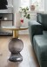 Beistelltisch >Mattia< in Emaille & Gold, Metall / Rauchglas - 60x50cm (HxD)