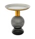 Beistelltisch >Mattia< in Emaille & Gold, Metall / Rauchglas - 60x50cm (HxD)