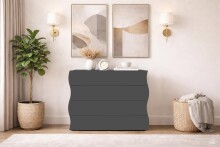 Sideboard >ONDA< in Matt Anthrazit, Holzwerkstoff -...
