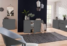 Sideboard >ONDA< in Matt Anthrazit, Holzwerkstoff - 98x81,5x40 (BxHxT)