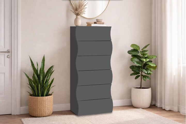 Schubkastenkommode >ONDA< in Matt Anthrazit - 50x121,7x40 (BxHxT)