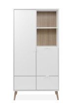Highboard >Soma< in weiß / Dekor Eiche, Holzwerkstoff - 78x154x40cm (BxHxT)