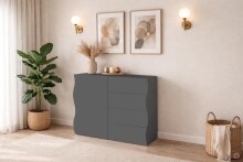 Kommode >ONDA< in matt anthrazit, Holzwerkstoff -...