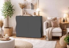 Kommode >ONDA< in Matt Anthrazit, Holzwerkstoff -...