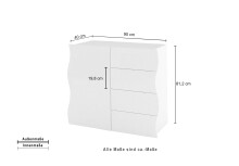 Kommode >ONDA< in matt Kaschmir, Holzwerkstoff - 89,7x81,7x40 (BxHxT)
