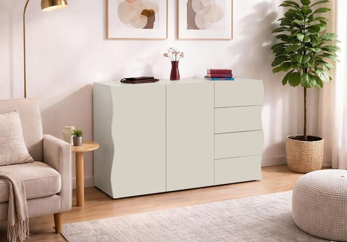 Sideboard >ONDA< in Matt Kaschmir, Holzwerkstoff - 129,7x81,2x40cm (BxHxT)