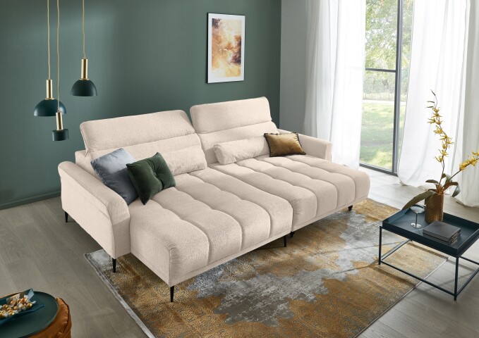 Big-Sofa >Wolve< 2x elektr. Verstellung, Aragon beige  - 280x108x118cm (BxHxT)