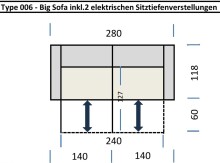 Big-Sofa >Wolve< 2x elektr. Verstellung, Aragon silbergrau  - 280x108x118cm (BxHxT)